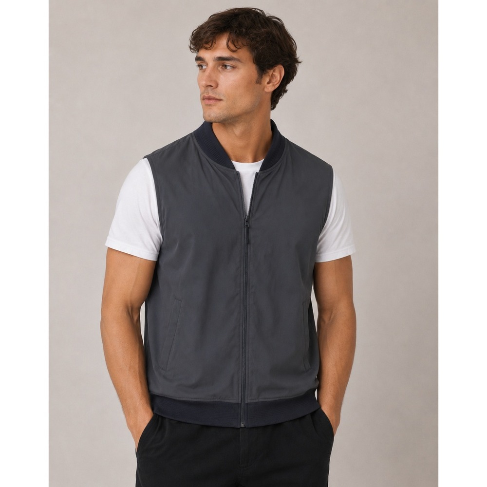 Alfani AlfaTech Mens Ebony Grey Full Zip Bomber Vest XL 100187752MN NEW